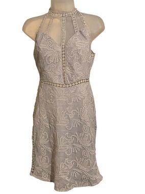 L'ATISTE High Neck Lace Crochet BodyconMini Dress Grey Size L EUC